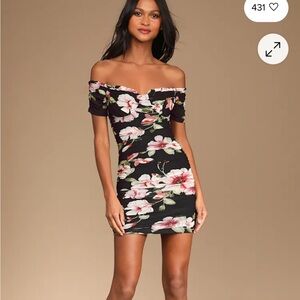 Privy Black and Pink Floral Mini Dress